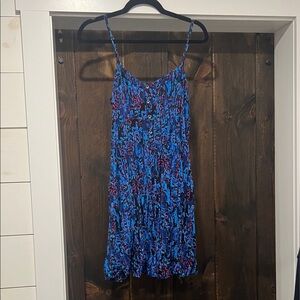 Express Blue and Purple Patterned Dress